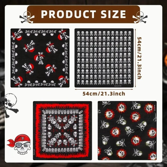 Random 10PCS Cotton Bandana Paisley Skull Scarf Head Face Neck Mask Wrap Shield Fishing