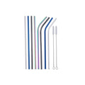 Reusable 304 Stainless Steel Straws Metal Drinking Washable Bent Straw + Brushes