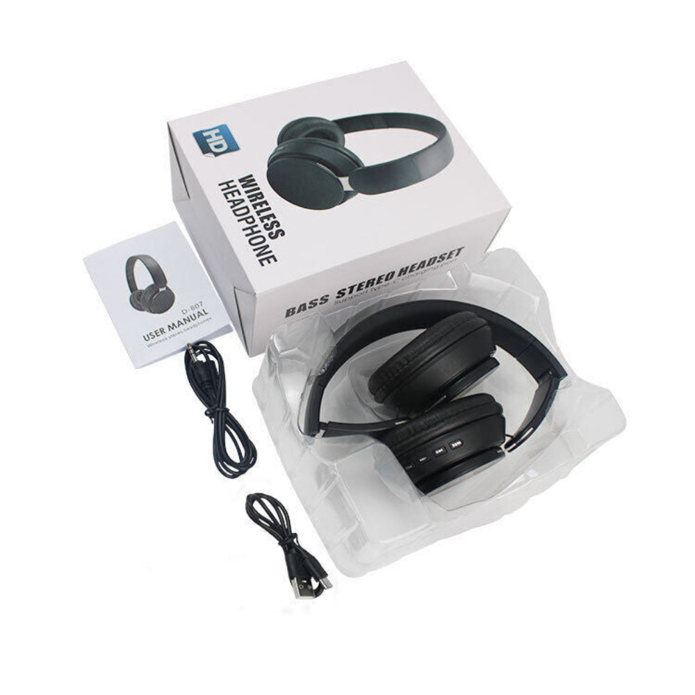 Black Wireless Headphones Bluetooth 5.1 Gaming Sports Earphones Gift Kids Hifi Stereo