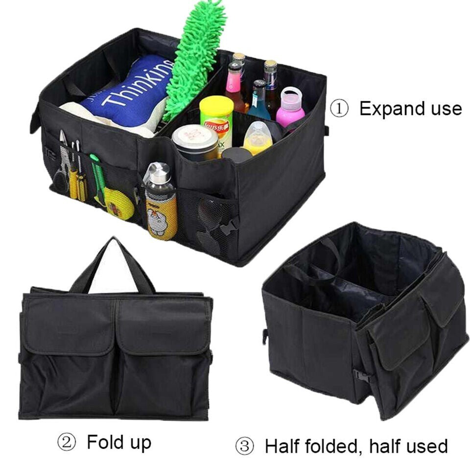 50L Car Boot Organiser Partition Collapsible Storage Box Trunk Bag Tool Storage