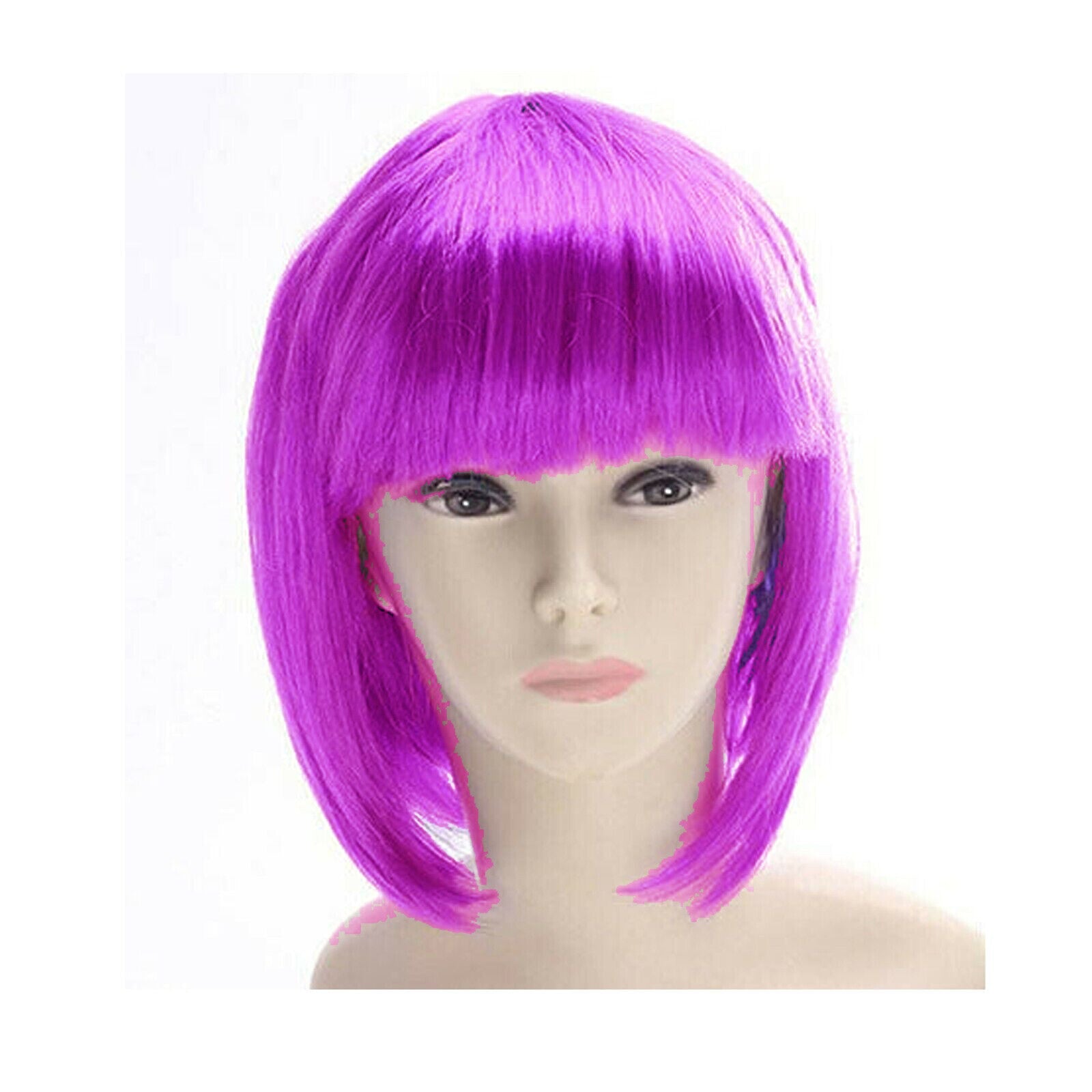 Womens Short Straight BOB Sleek Hair with bang Synthetic Cosplay Wig Wigs Party