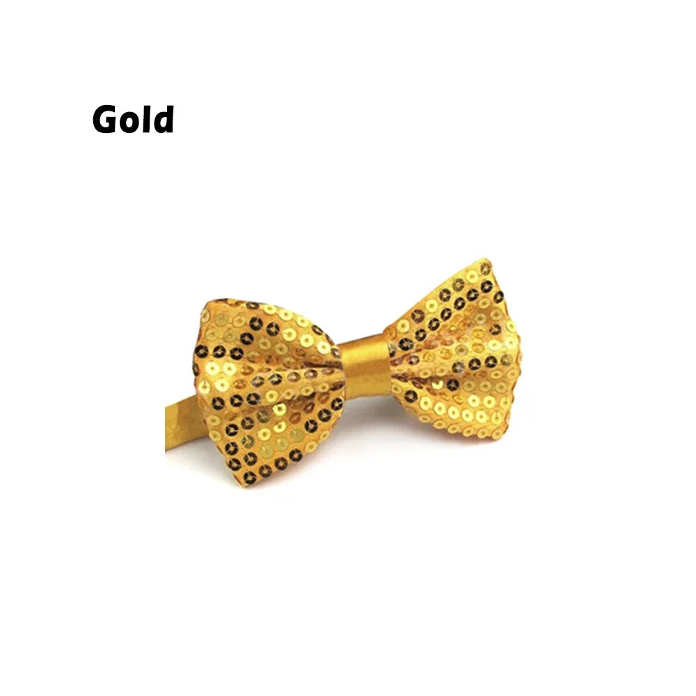 Glitter Sequin Clip-on Bowtie Men Women Boys Girls Bow Tie Party Dance Costume