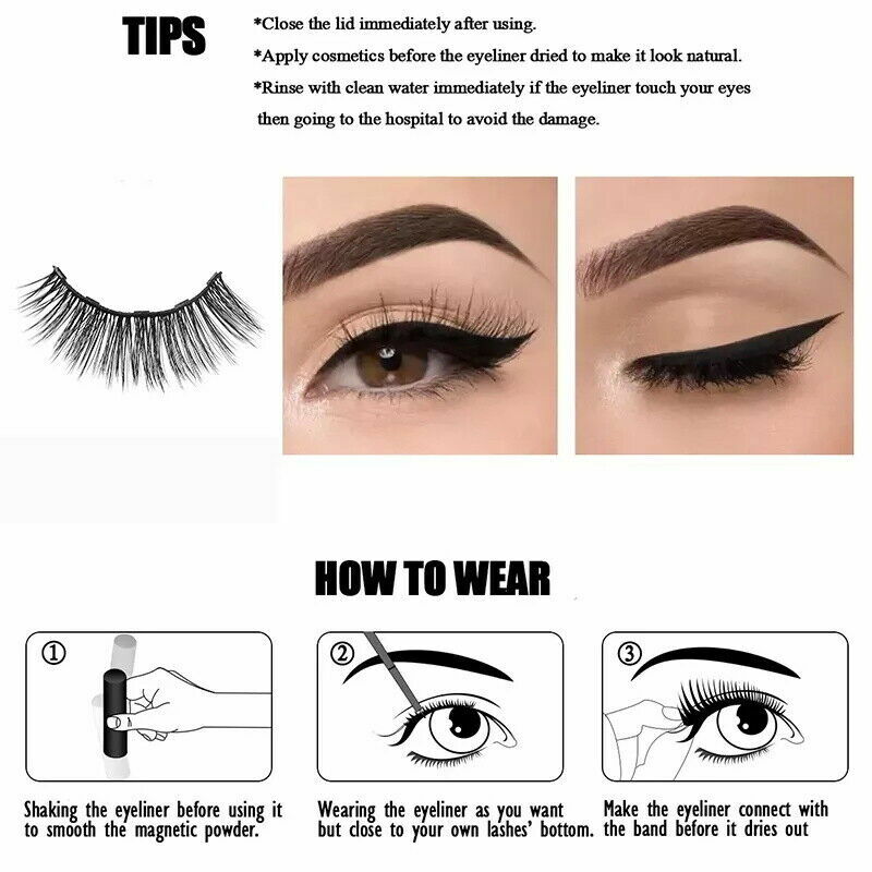 Magnetic False Eyelashes Natural Eye Lashes Extension Liquid Eyeliner Tweezer