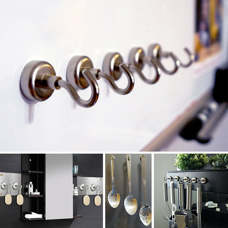 10x Strong Rare Earth Neodymium N38 Magnetic Hanger Holder Magnet Hooks 5.5kg