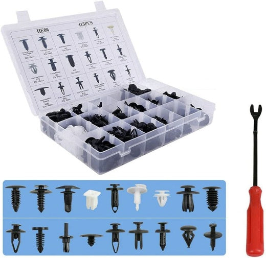 415pcs Car Body Push Retainer Pin Rivet Trim Plastic Clips Panel Moulding Kit