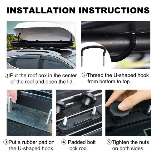 4PCS Universal Roof Box Car Van Mounting Fitting Kit Roof Box U Bolts
