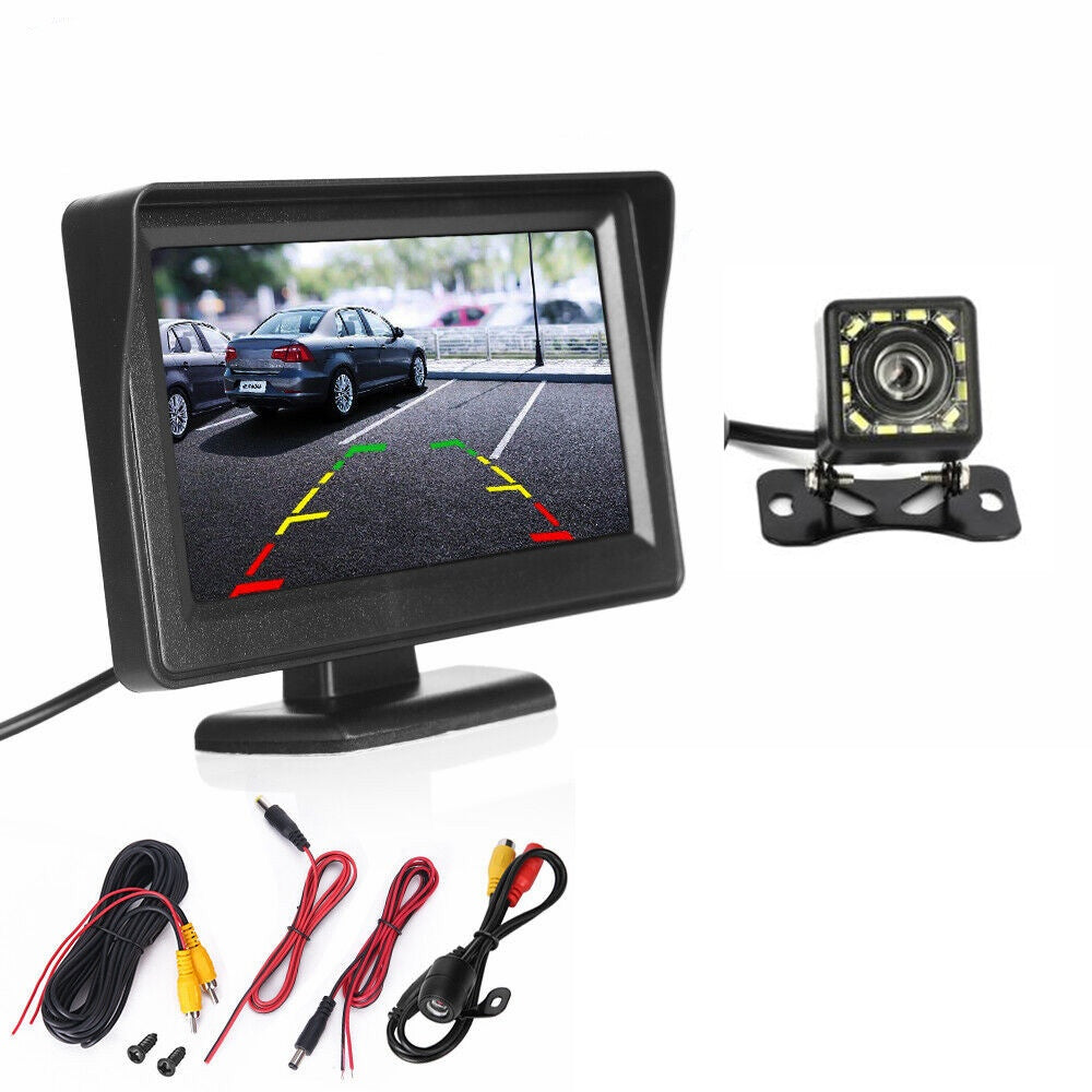 4.3" HD TFT LCD Monitor Car Reverse Camera Kit Rear View Backup IR Night Vision