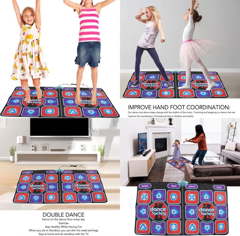Non-Slip Double Dance Mat For Kids Adult Wireless Dancers Step Pads Fitness Kit