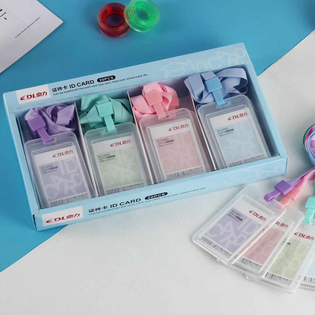 Id Card Holder Lanyard Badge Business Clear Plastic Work Pouch Pass