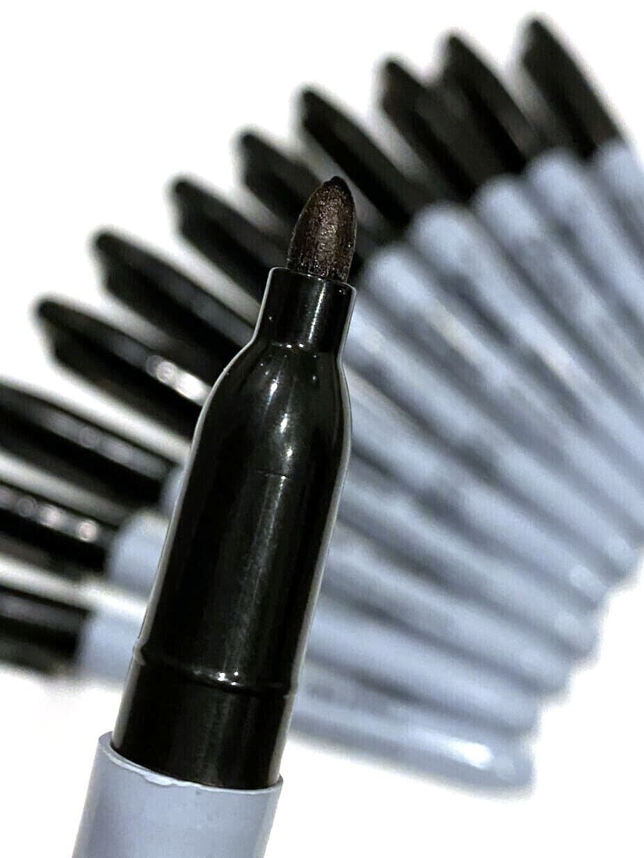 12x Permanent Markers Black Office School Note Marker Pen Quick Dry Fine Point