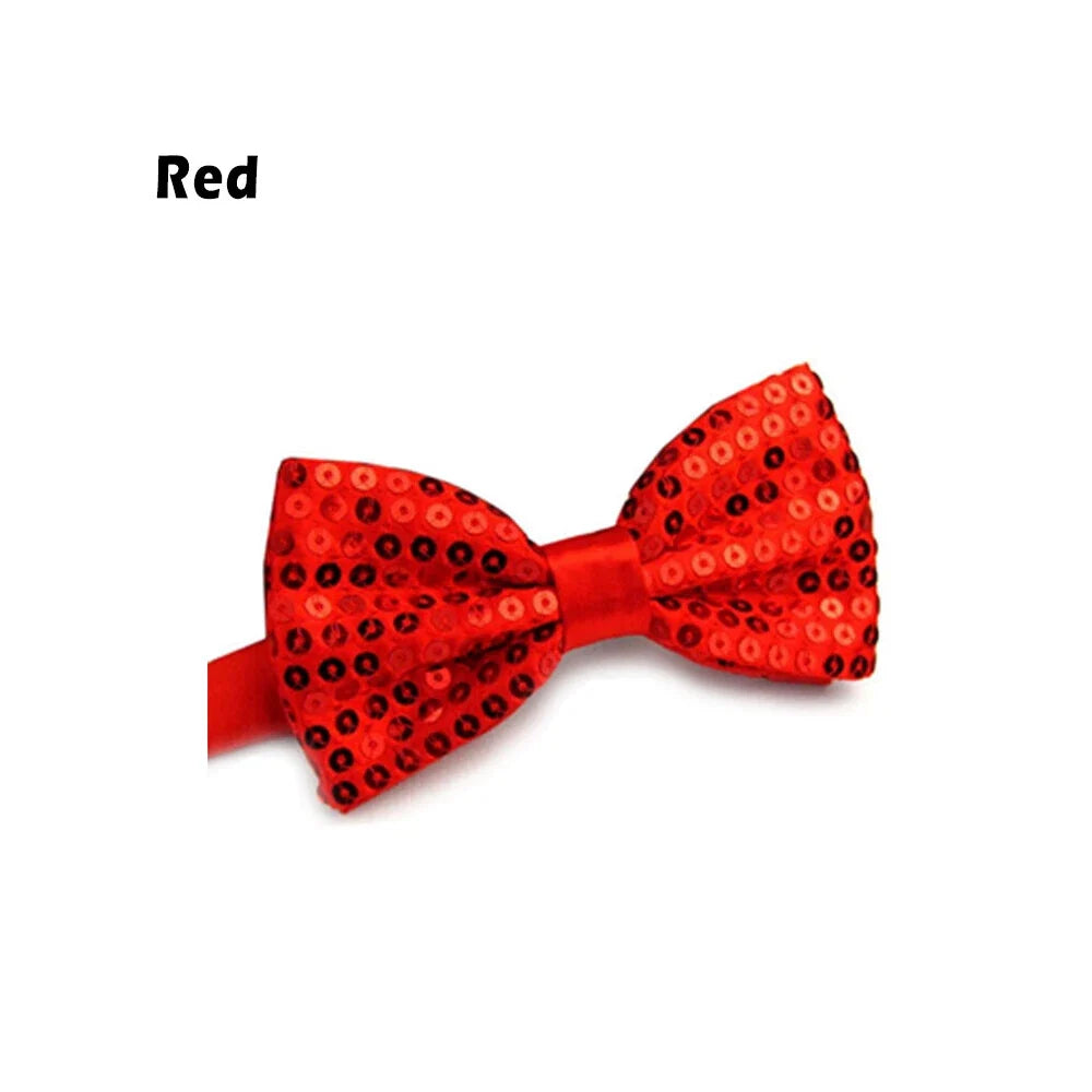 Glitter Sequin Clip-on Bowtie Men Women Boys Girls Bow Tie Party Dance Costume