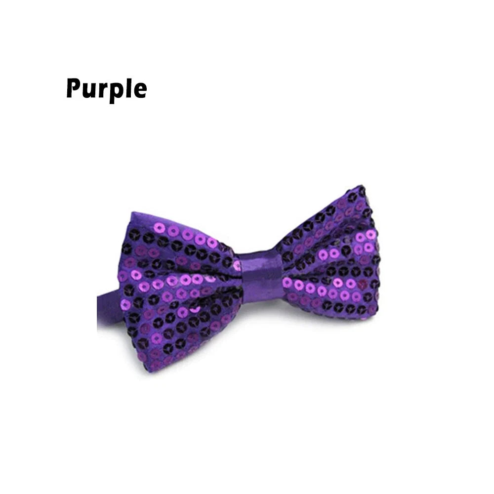 Glitter Sequin Clip-on Bowtie Men Women Boys Girls Bow Tie Party Dance Costume