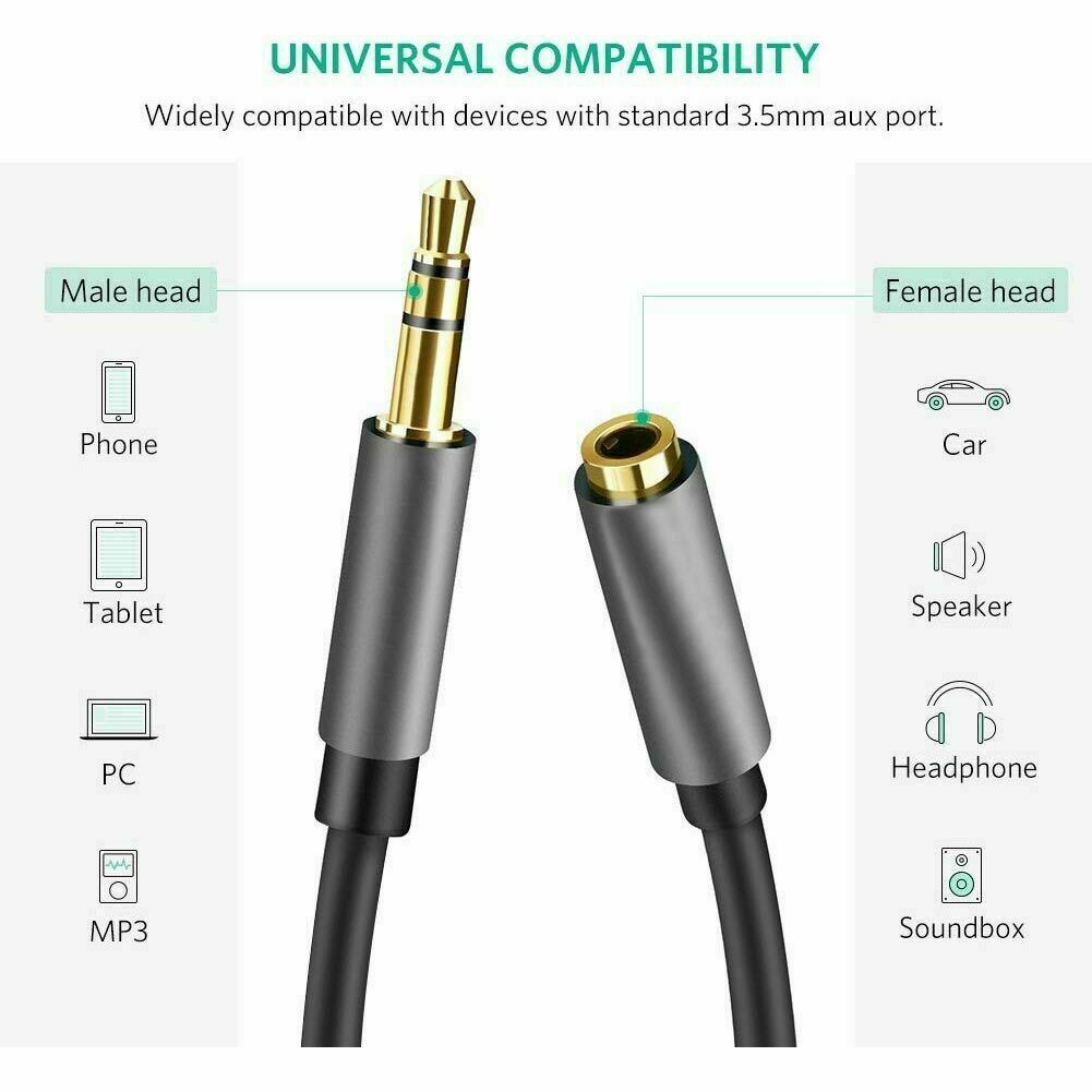 AUX Male to Male/Female Cable Audio 3.5mm Headphone Stereo Extension Cord