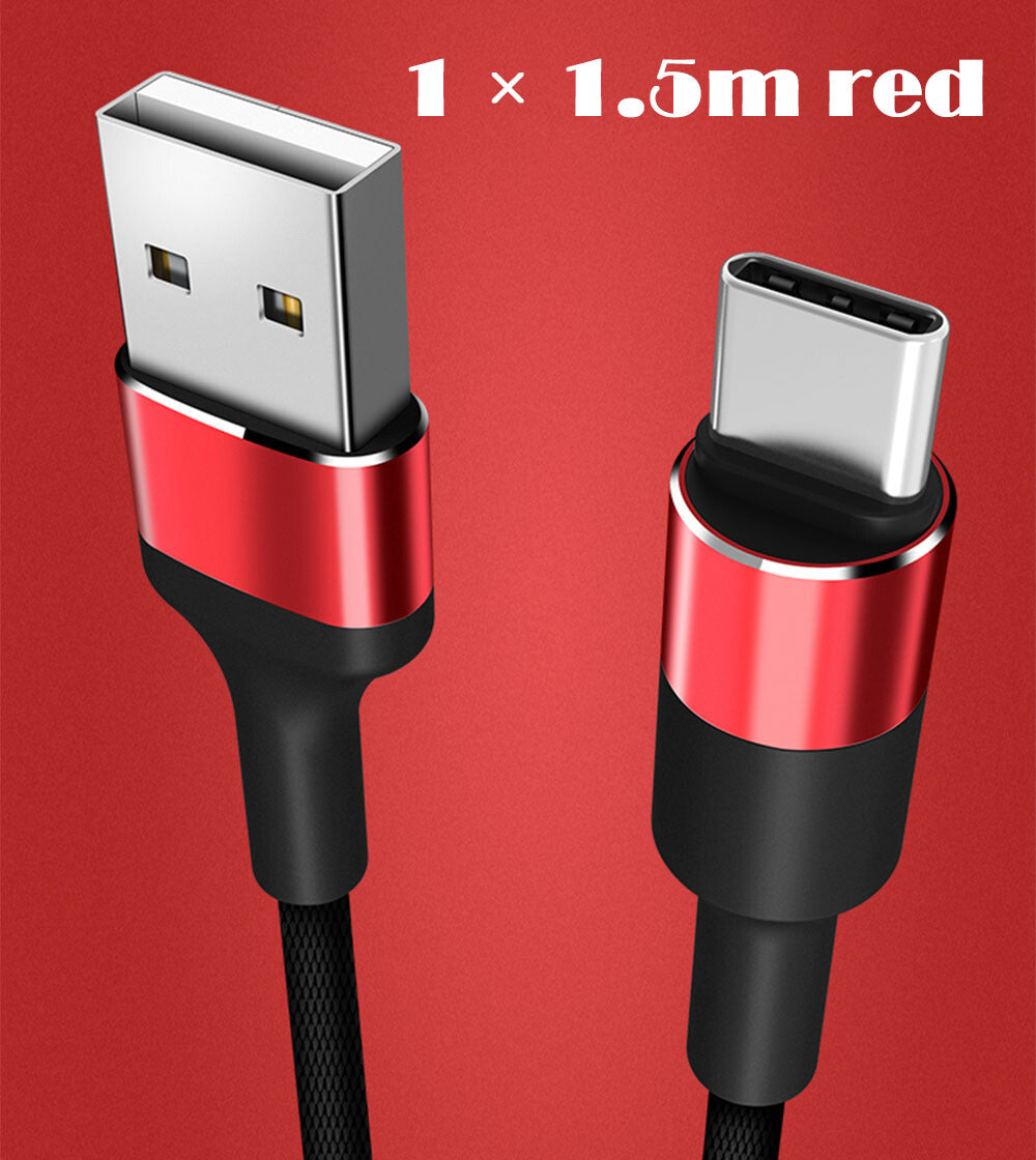 1M-2M USB Type C Data Charger TPU Braided Cable For Samsung Xiaomi Huawei Google