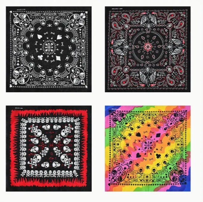 Random 10PCS Cotton Bandana Paisley Skull Scarf Head Face Neck Mask Wrap Shield Fishing
