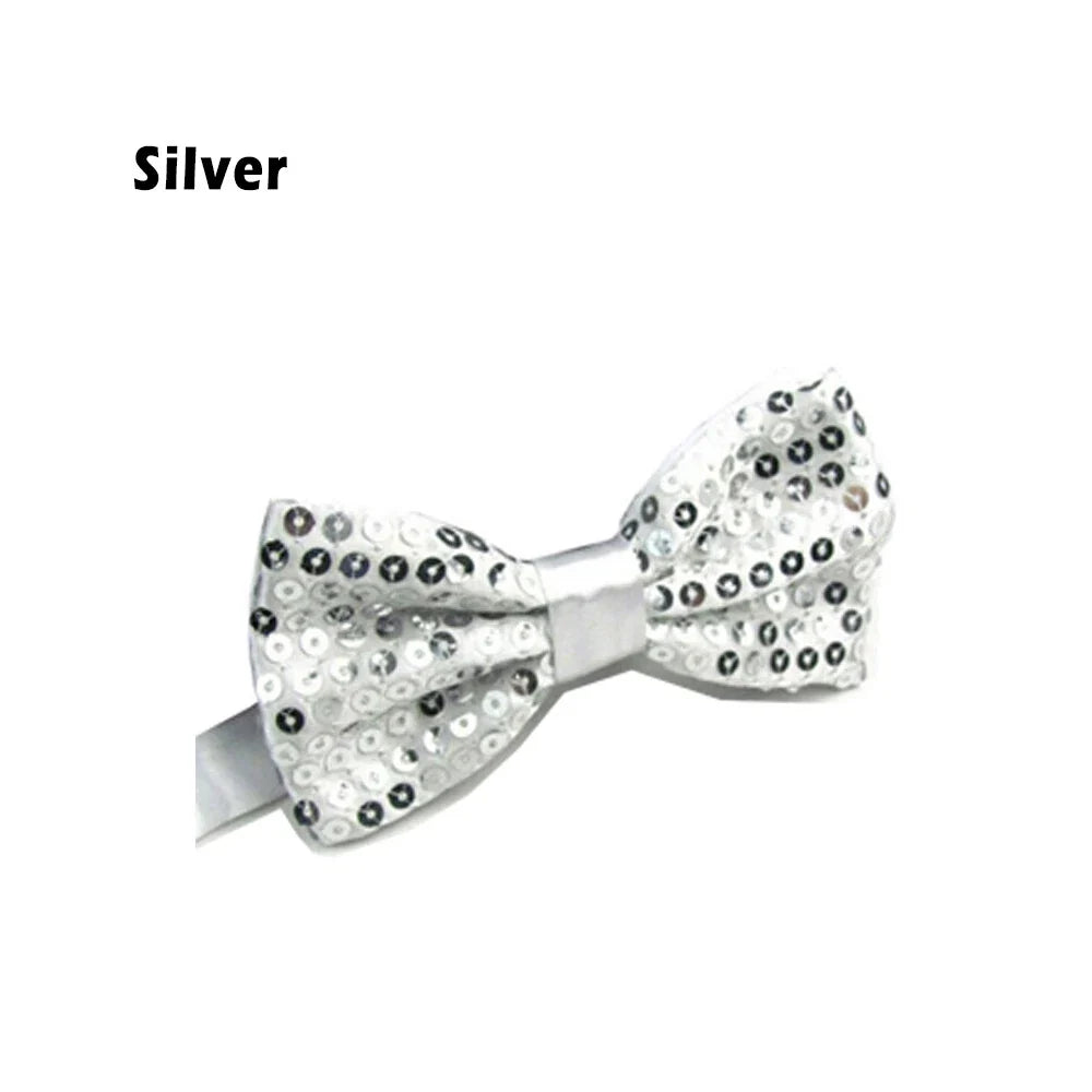 Glitter Sequin Clip-on Bowtie Men Women Boys Girls Bow Tie Party Dance Costume