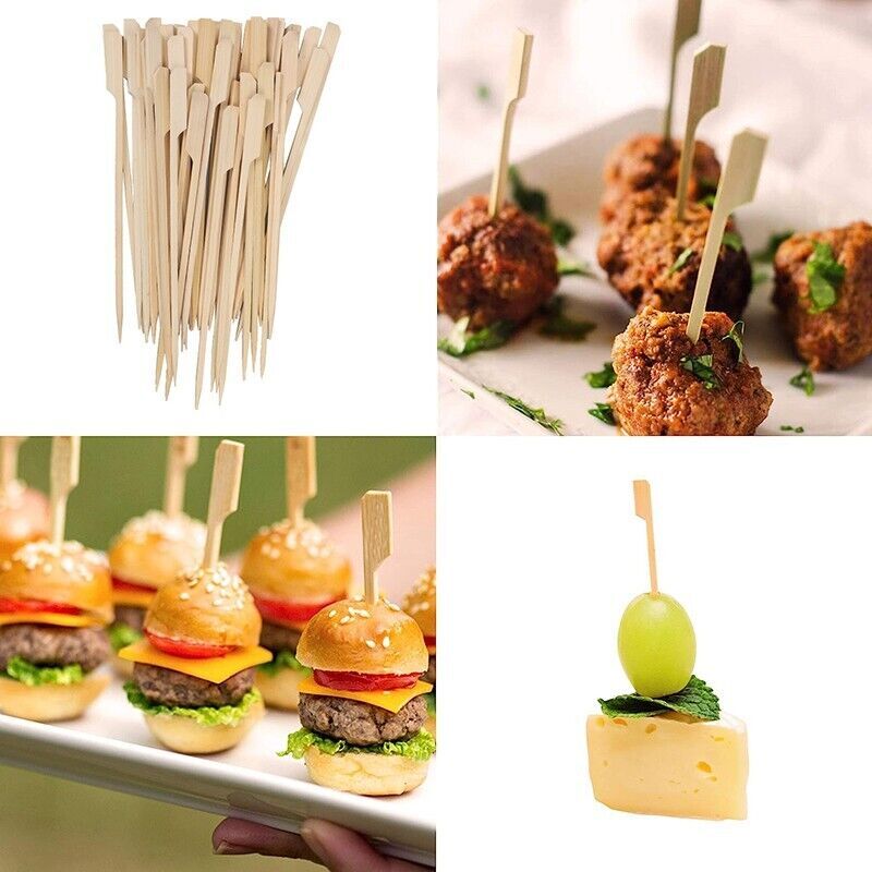 Bamboo Wooden Catering Paddle 18cm Skewers Disposable Finger Food Cocktail BBQ