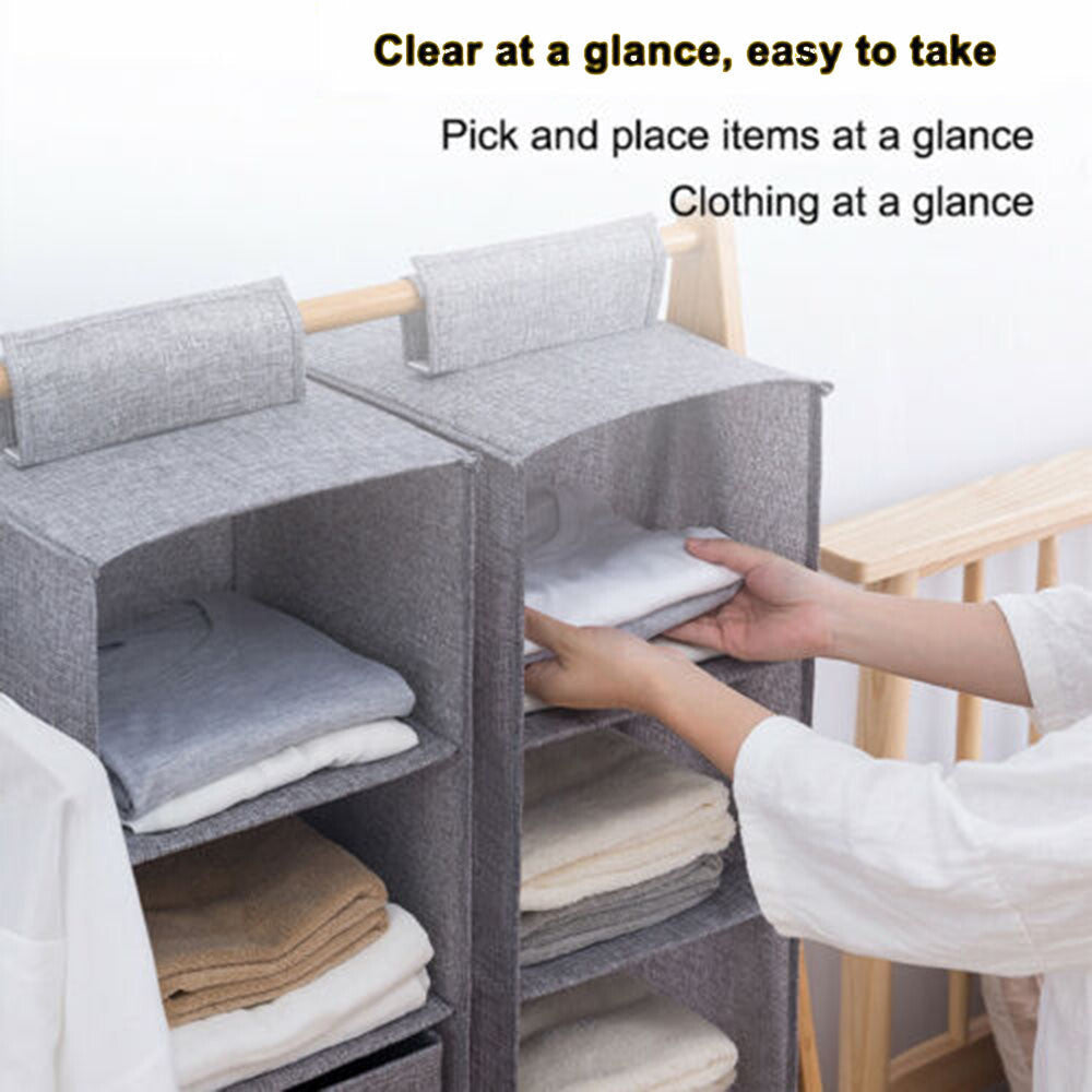 Wardrobe Hanging Storage Boxes Clothes Hanger Organizer Shelf Rack