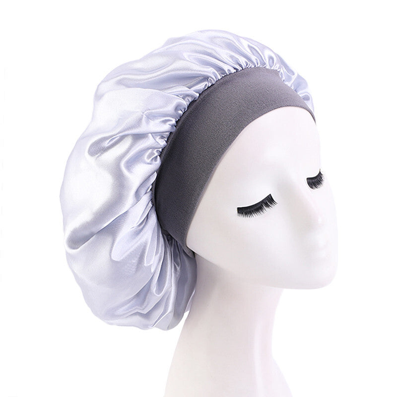 Bonnet Cap Night Cap Sleeping Hair Wrap Elastic Satin Cap Soft  Bath Headwear