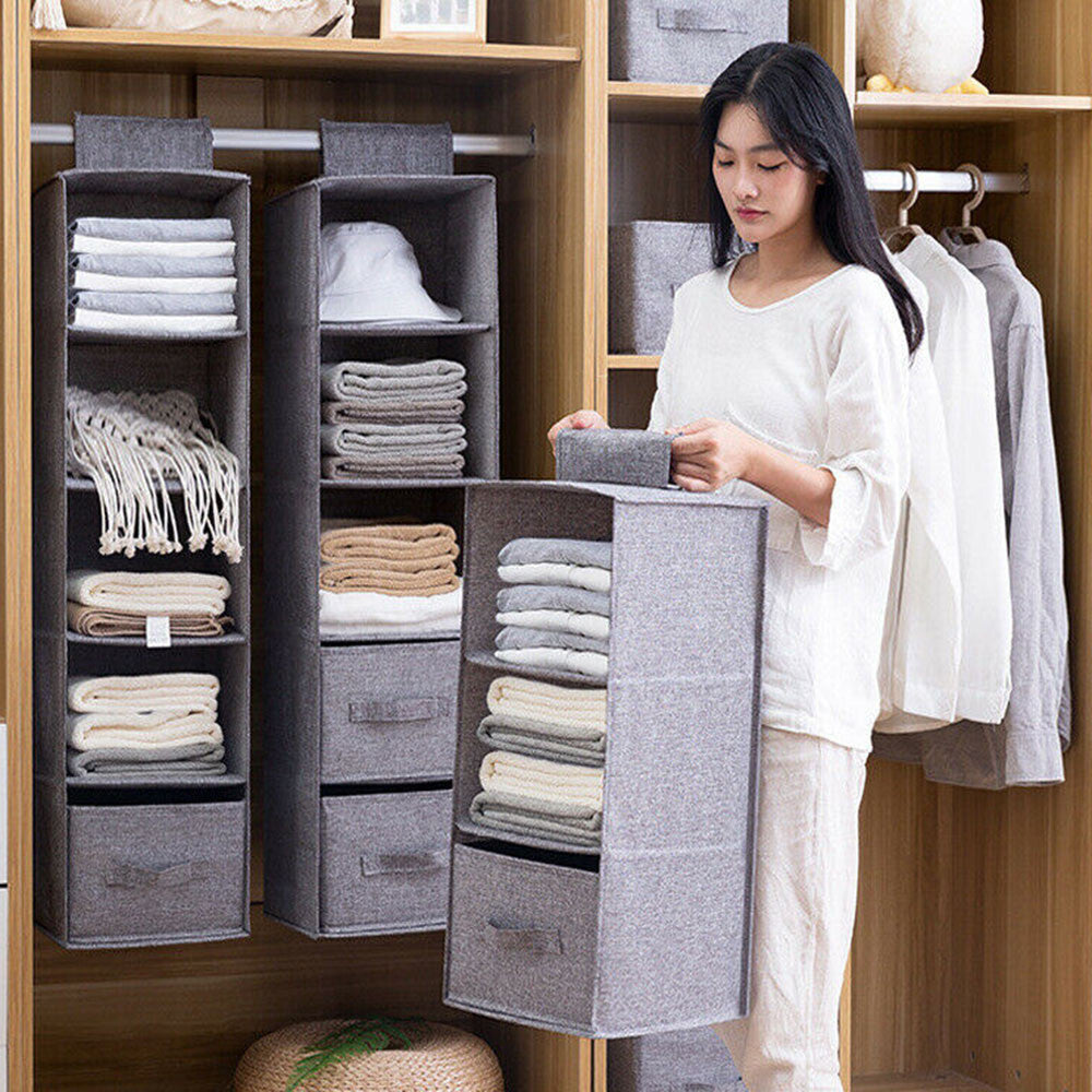 Wardrobe Hanging Storage Boxes Clothes Hanger Organizer Shelf Rack
