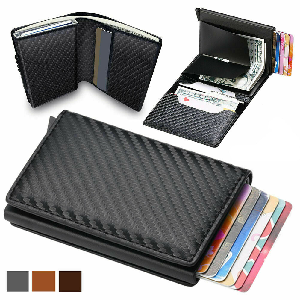 Credit Card Holder Leather Money Cash Wallet Clip RFID Blocking Purse