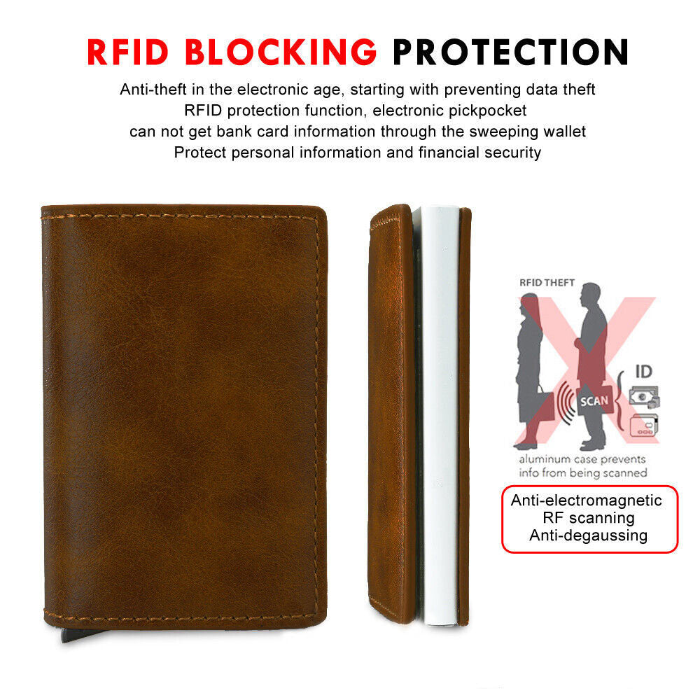 Credit Card Holder Leather Money Cash Wallet Clip RFID Blocking Purse