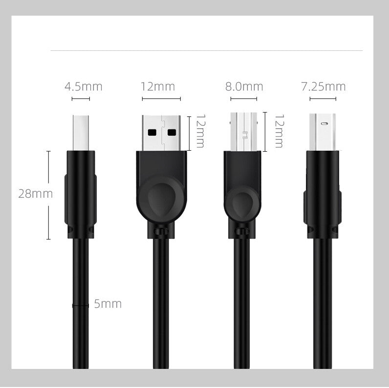 Universal USB 2.0 Type A Male to B Printer Cable for HP Canon Dell Brother Epson