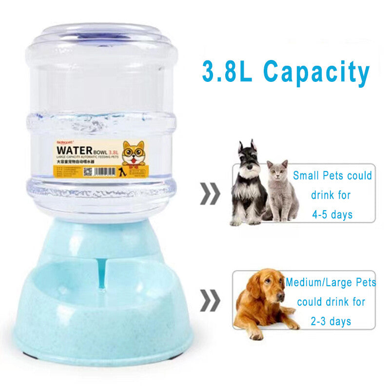 Automatic 3.8L Water Feeder Food Pet Dog Cat Puppy Dispenser Feeder Bowl Bottle
