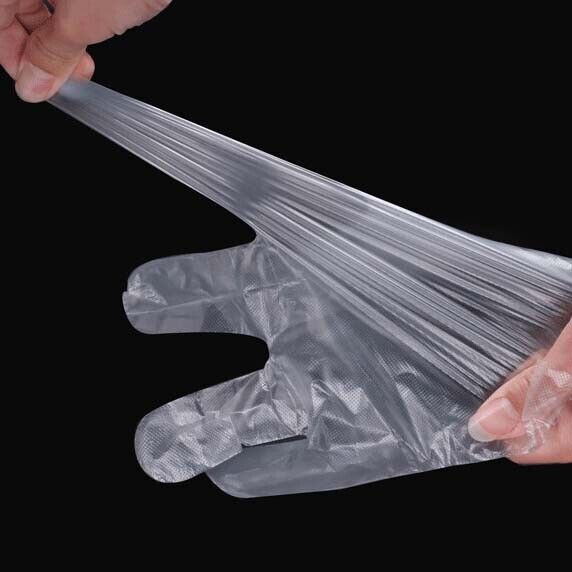 100pcs Disposable Plastic Gloves Transparent Food Handling Hygienic Clear Bulk