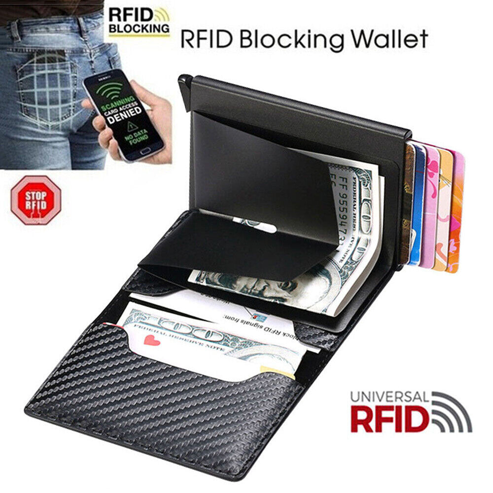 Credit Card Holder Leather Money Cash Wallet Clip RFID Blocking Purse