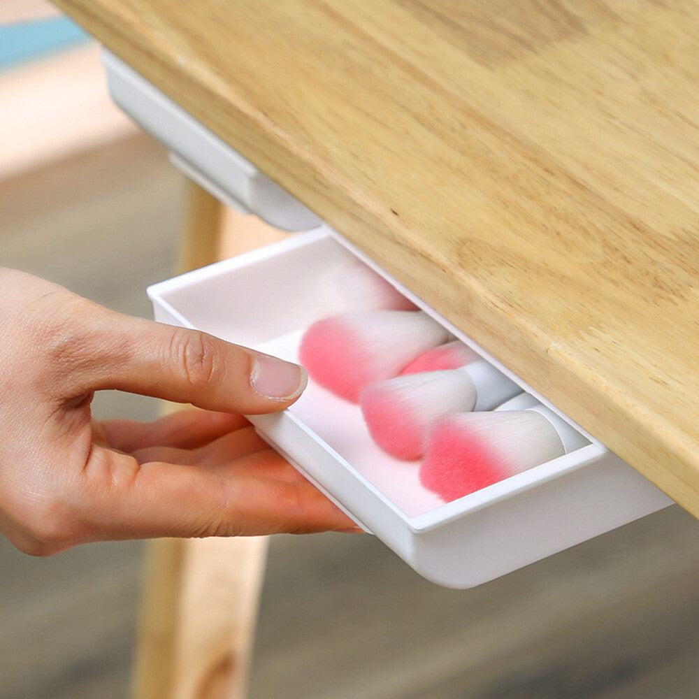 Invisible Drawer Stationary Storage Box with Lid Pull Out Under Desk Mini Drawer