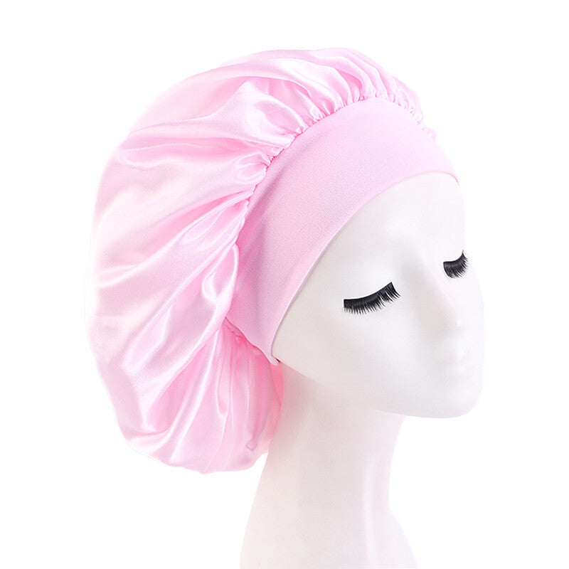Bonnet Cap Night Cap Sleeping Hair Wrap Elastic Satin Cap Soft  Bath Headwear