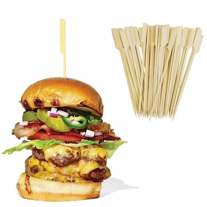 Bamboo Wooden Catering Paddle 18cm Skewers Disposable Finger Food Cocktail BBQ