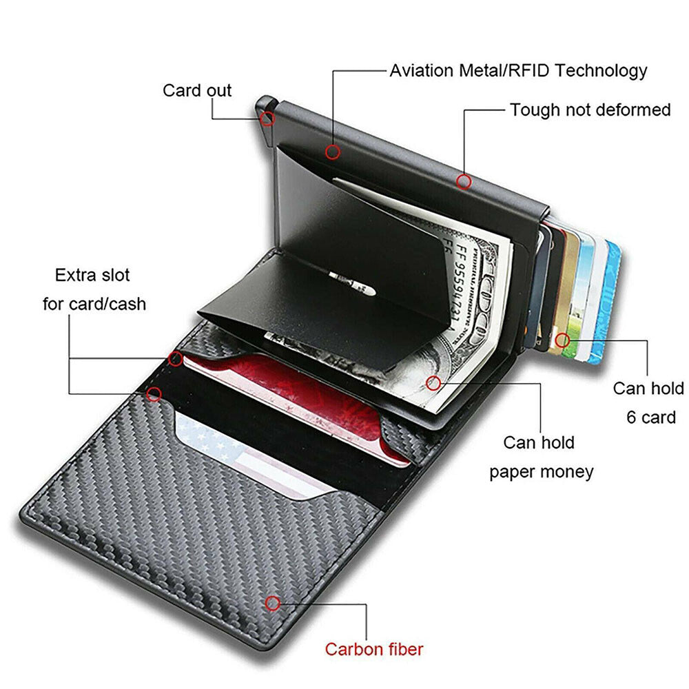 Credit Card Holder Leather Money Cash Wallet Clip RFID Blocking Purse