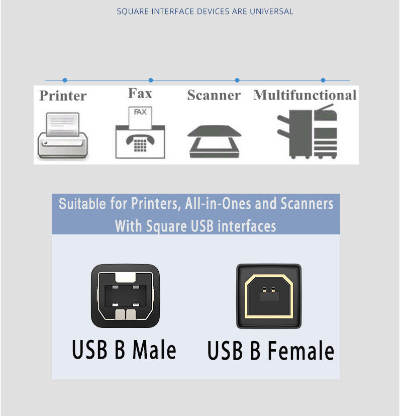 Universal USB 2.0 Type A Male to B Printer Cable for HP Canon Dell Brother Epson