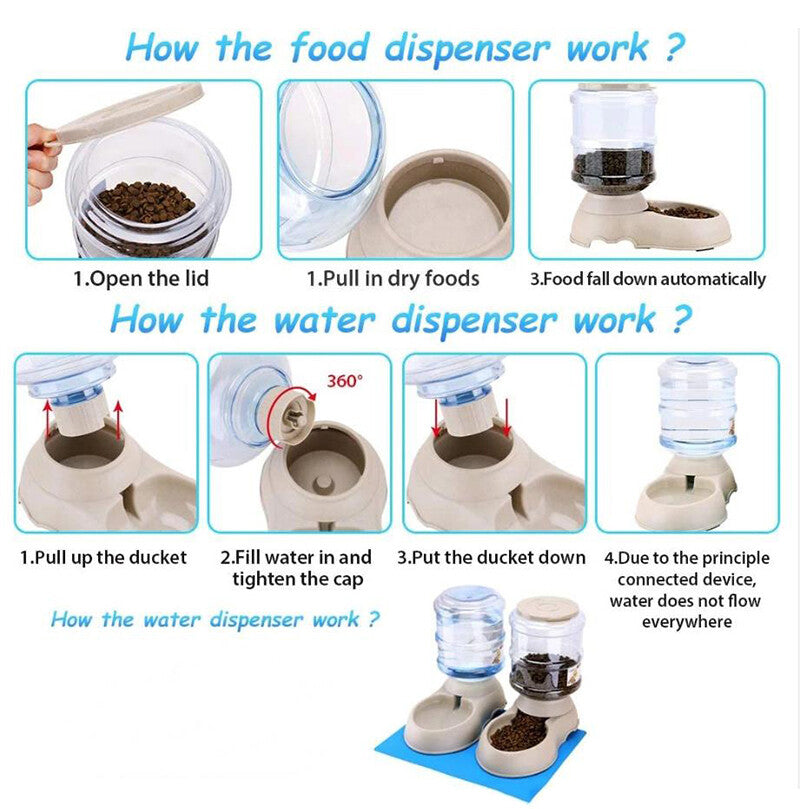 Automatic 3.8L Water Feeder Food Pet Dog Cat Puppy Dispenser Feeder Bowl Bottle