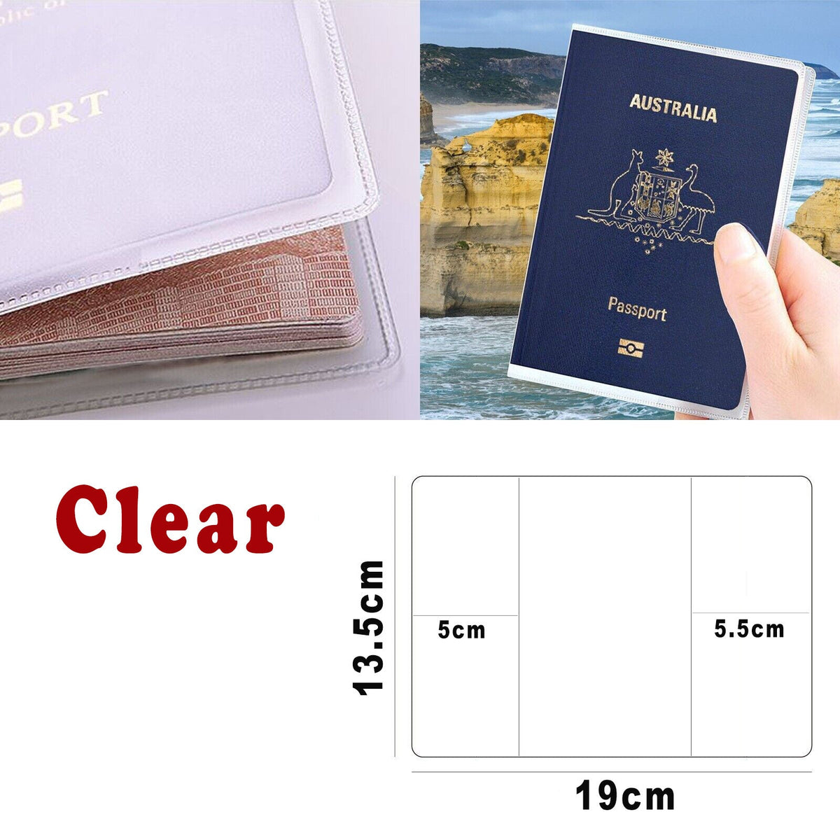 Passport Cover Transparent Clear Protector Travel Holder Organizer Wallet Cover