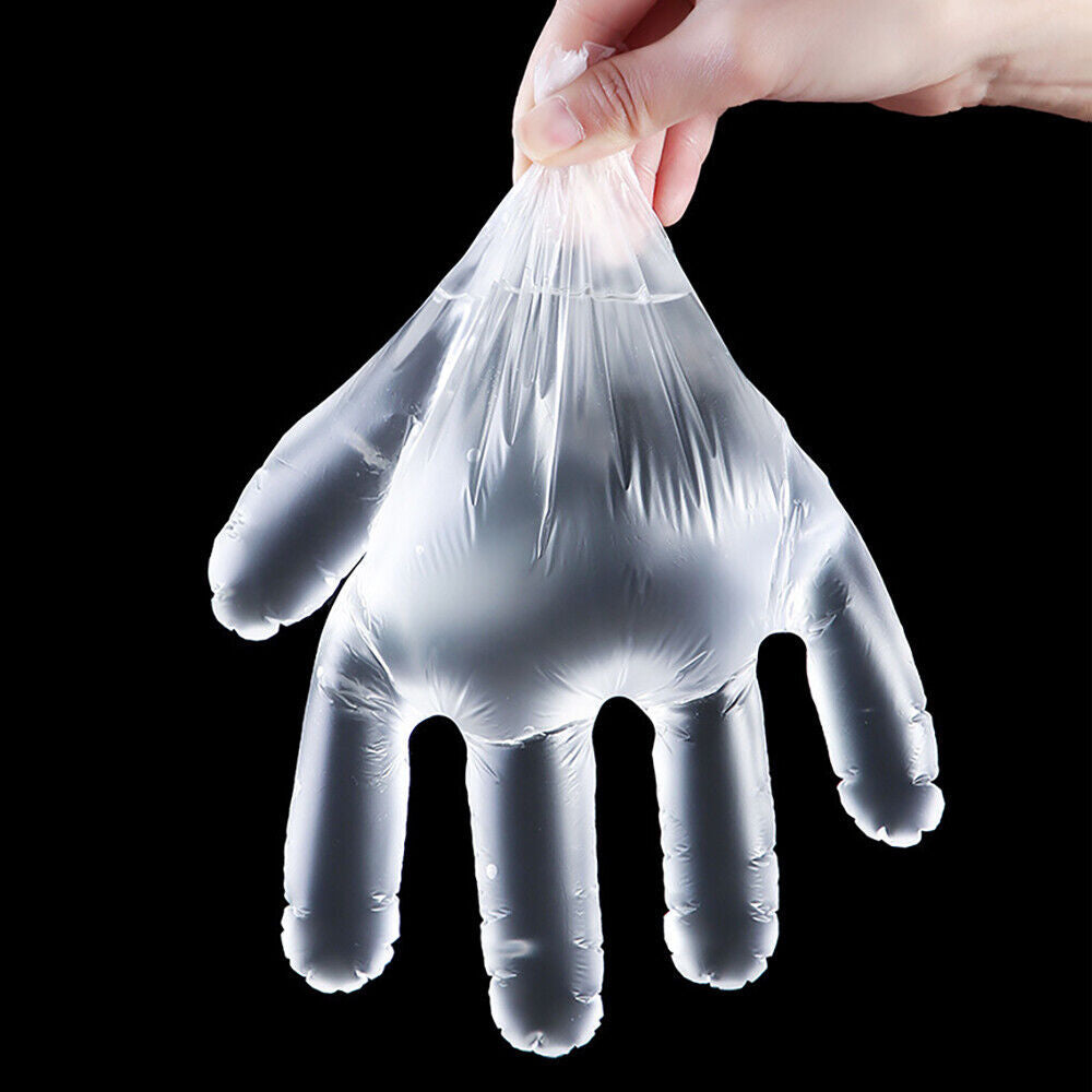 100pcs Disposable Plastic Gloves Transparent Food Handling Hygienic Clear Bulk