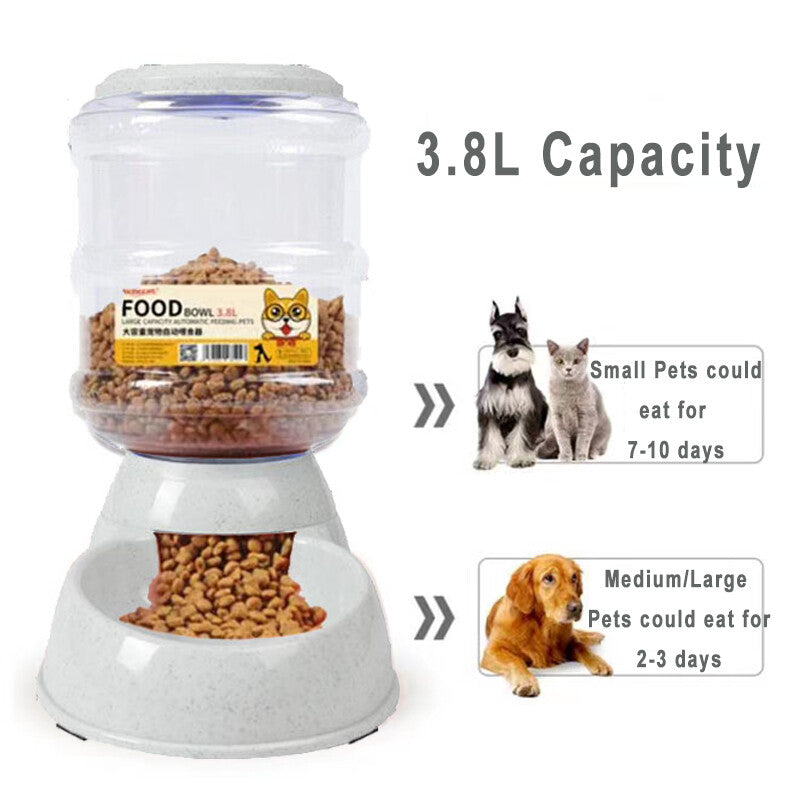 Automatic 3.8L Water Feeder Food Pet Dog Cat Puppy Dispenser Feeder Bowl Bottle