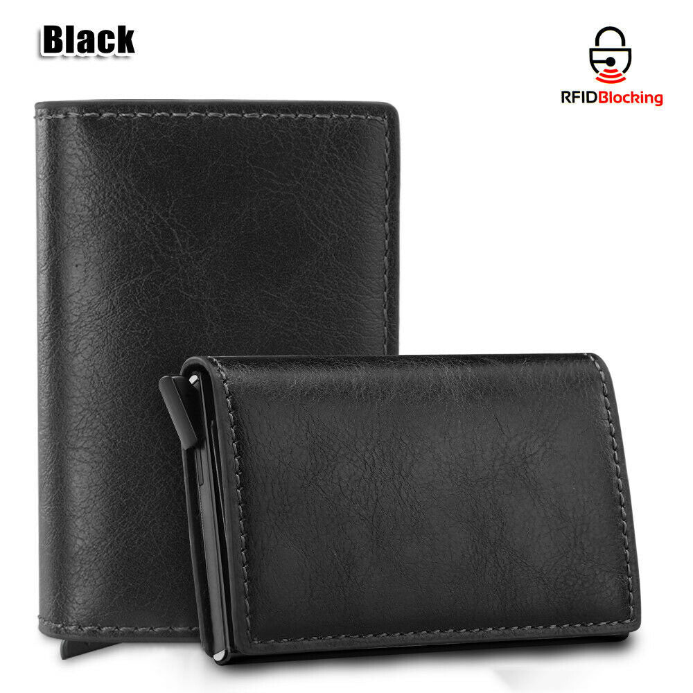 Credit Card Holder Leather Money Cash Wallet Clip RFID Blocking Purse