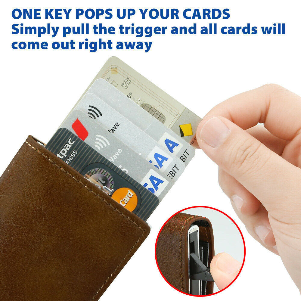 Credit Card Holder Leather Money Cash Wallet Clip RFID Blocking Purse
