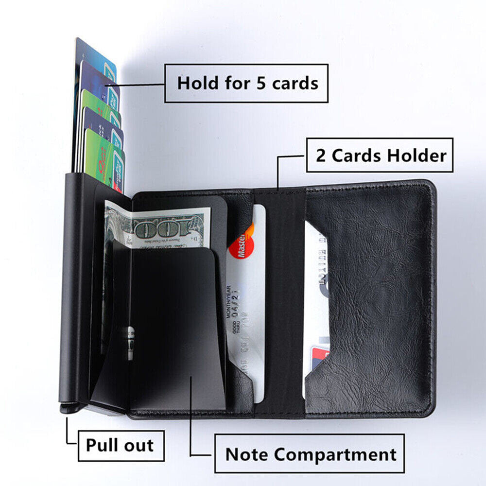 Credit Card Holder Leather Money Cash Wallet Clip RFID Blocking Purse