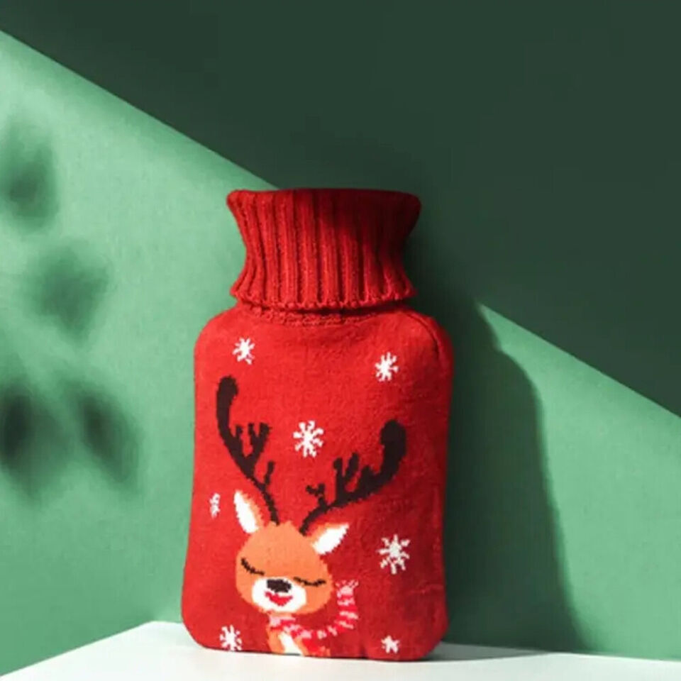 2L Hot Water Bottle Knitted Cover Warm Bag Relaxing Rubber Cute Winter Warmer