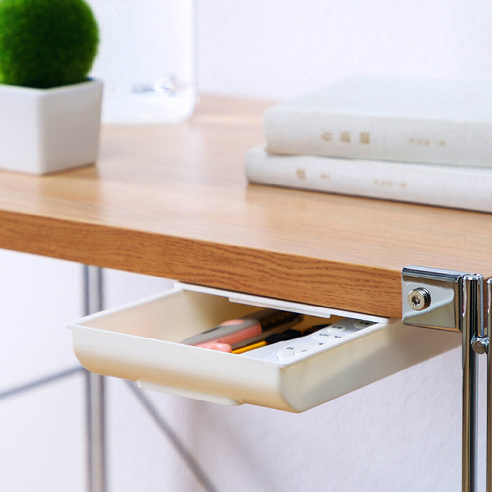 Invisible Drawer Stationary Storage Box with Lid Pull Out Under Desk Mini Drawer