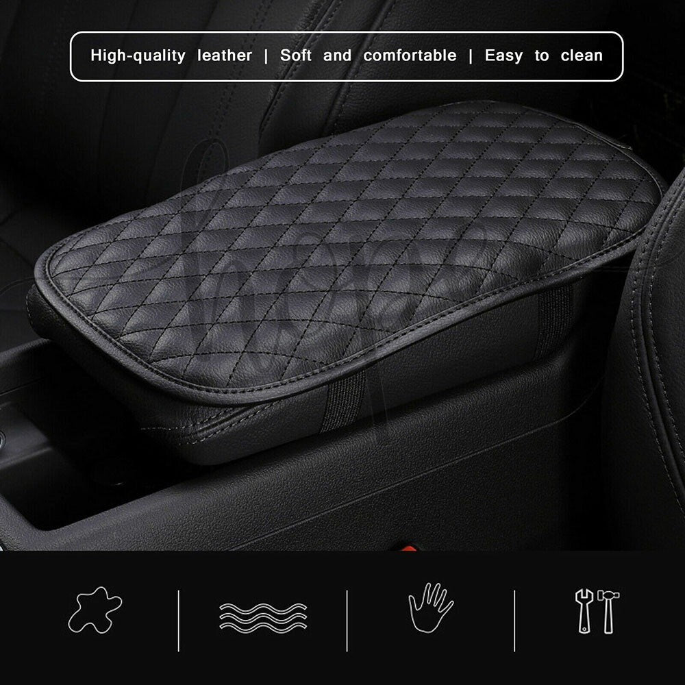 Car Armrest Cover Pad Pu Leather Cushion Mat Center Console Box Pad Protector