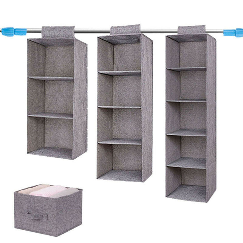 Wardrobe Hanging Storage Boxes Clothes Hanger Organizer Shelf Rack