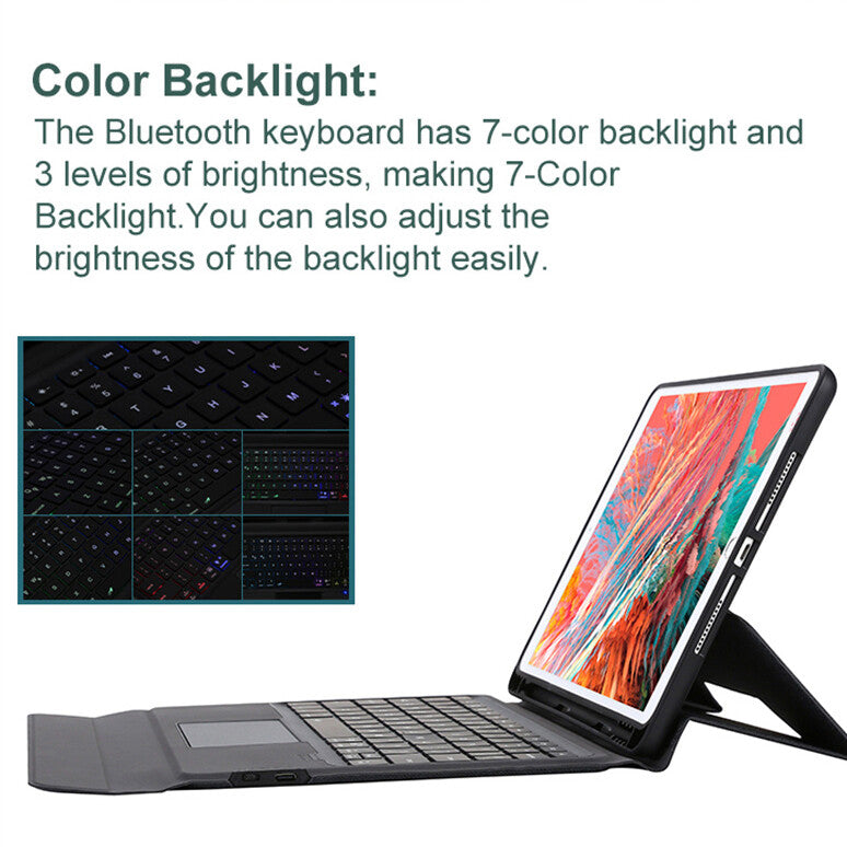 Wireless iPad Keyboard Case Cover Bluetooth Touchpad for iPad 9/8/7 10.2"