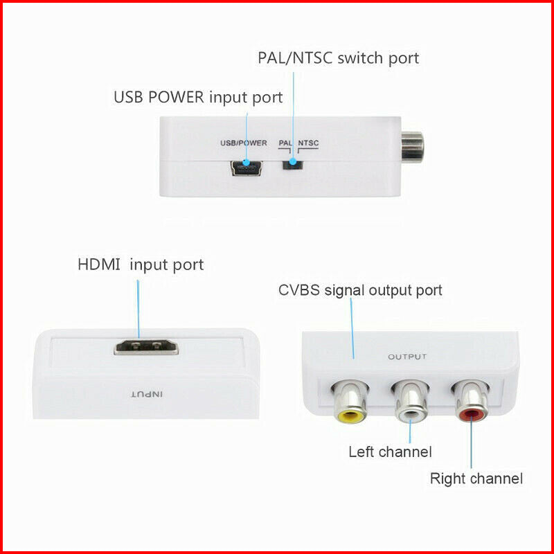 HDMI to AV Converter Output Digital to RCA Analog Audio/Video Input Composite