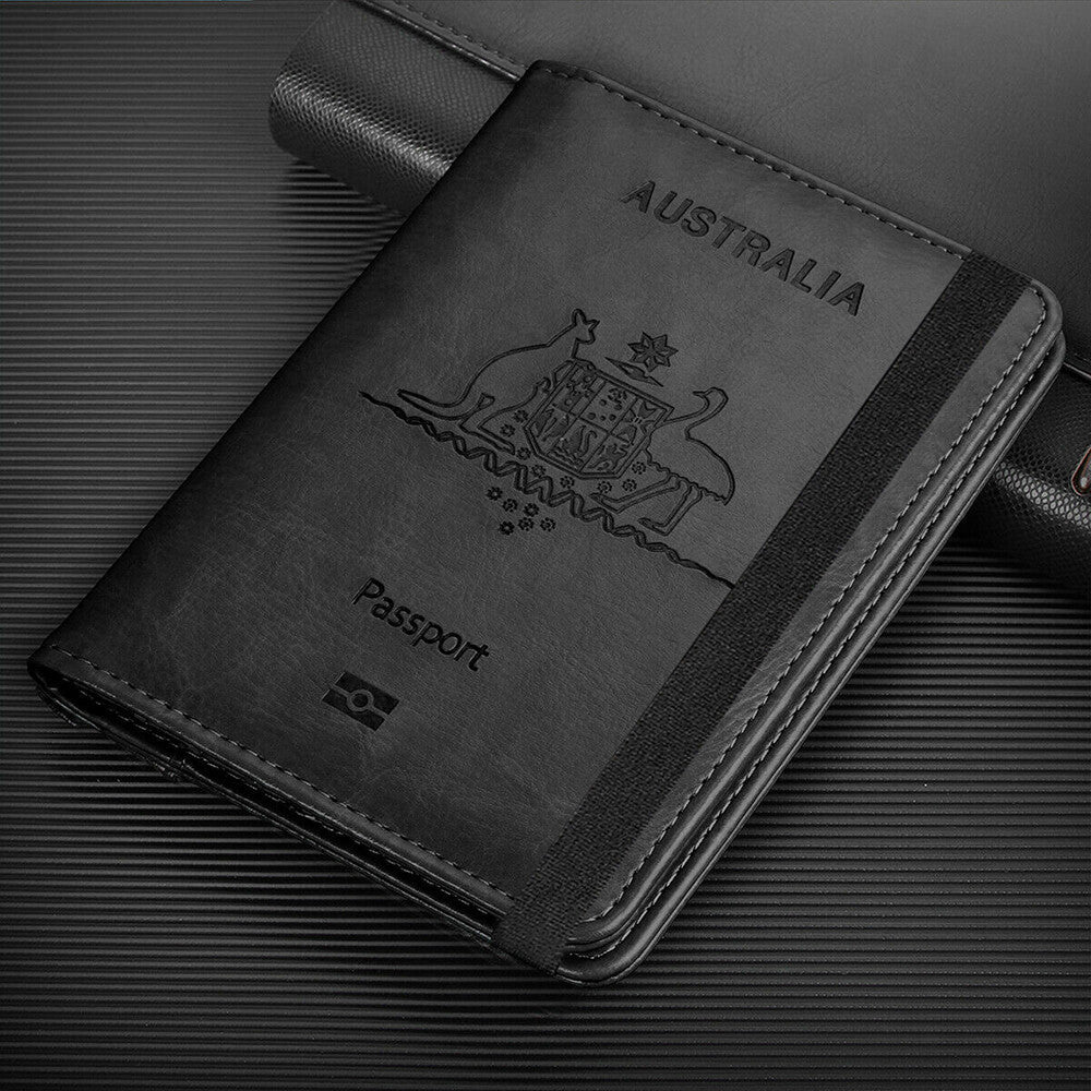 Slim Leather Travel Passport Pen Wallet Holder RFID Blocking ID Card Case Cover