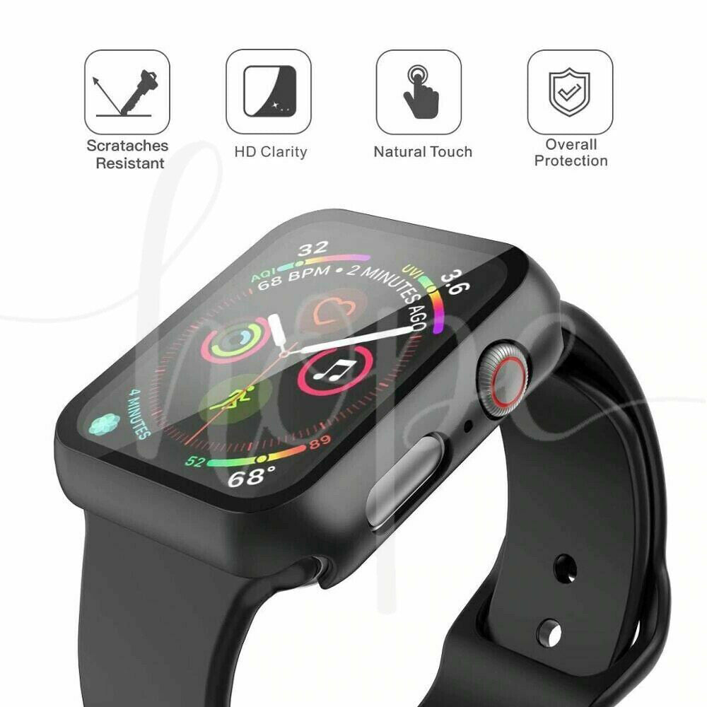 Case Cover Apple Watch iWatch 8/7/6/5/4/3/2/SE 45 44 42 41 40 38 Tempered Glass